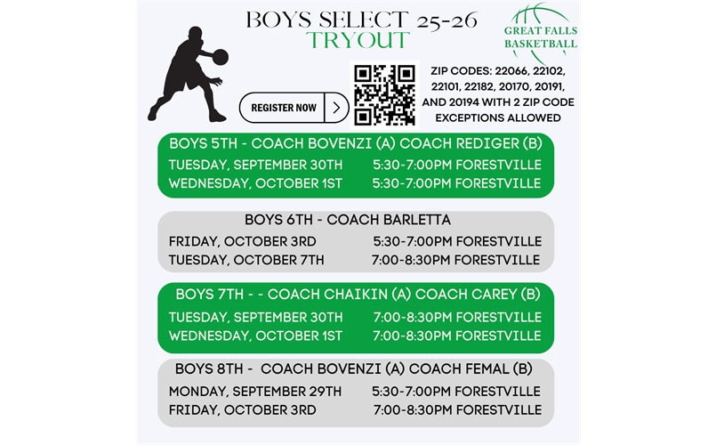Boys Select Tryout Dates