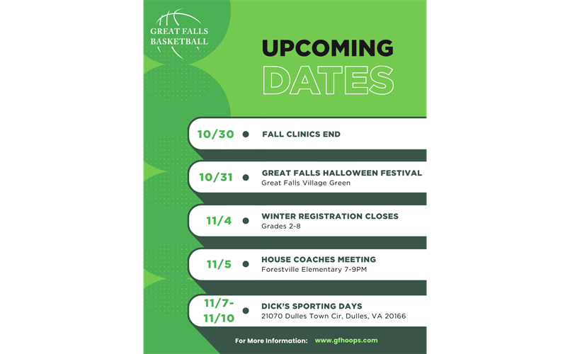 Upcoming Dates